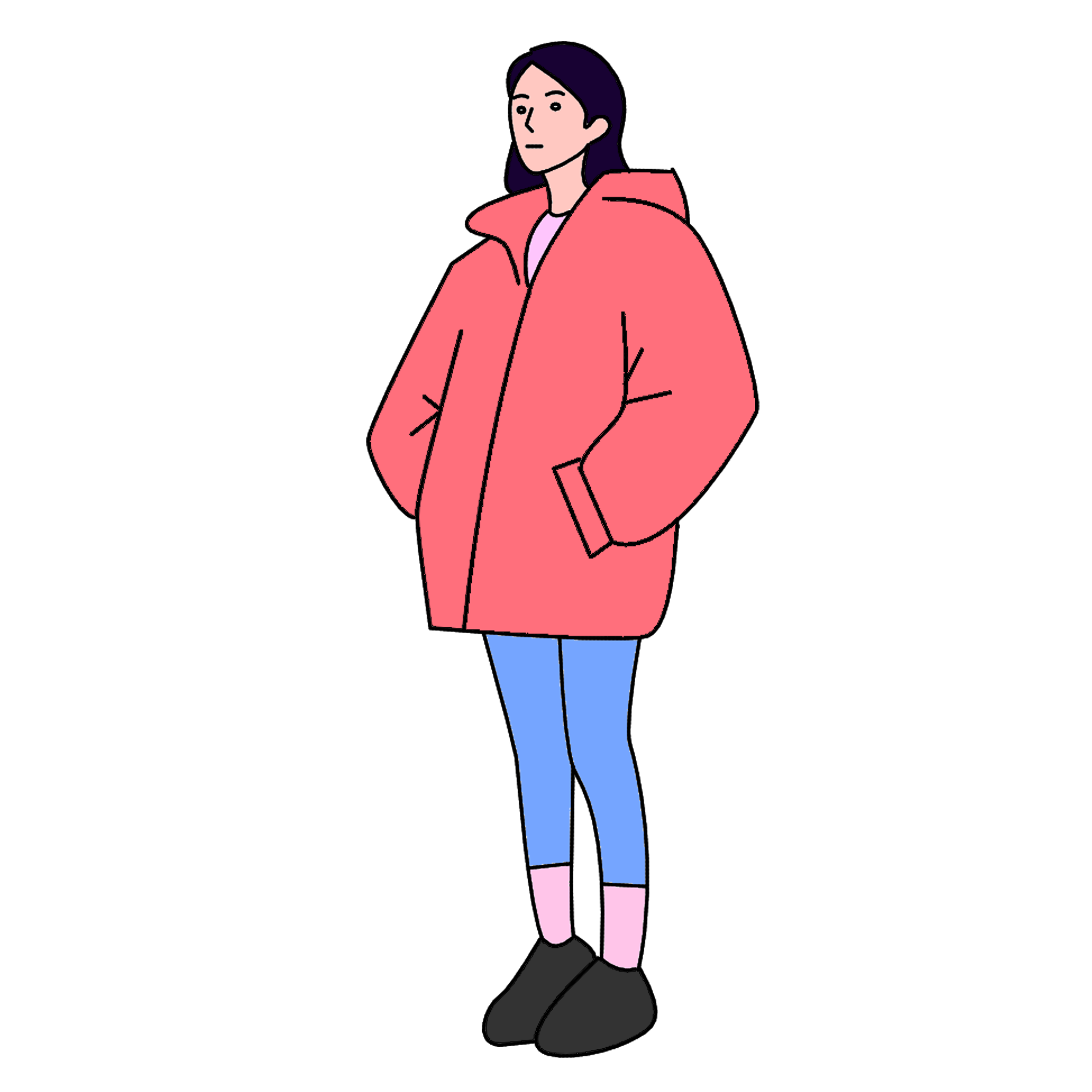 Drawing: Lady in Red Coat